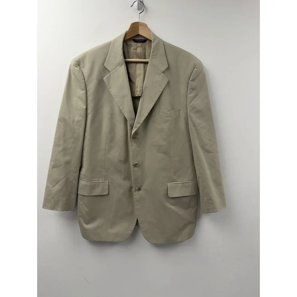Brooks Brothers Blazer Men 43R Tan BrooksCool Poplin 3 Button Jacket Sports Coat